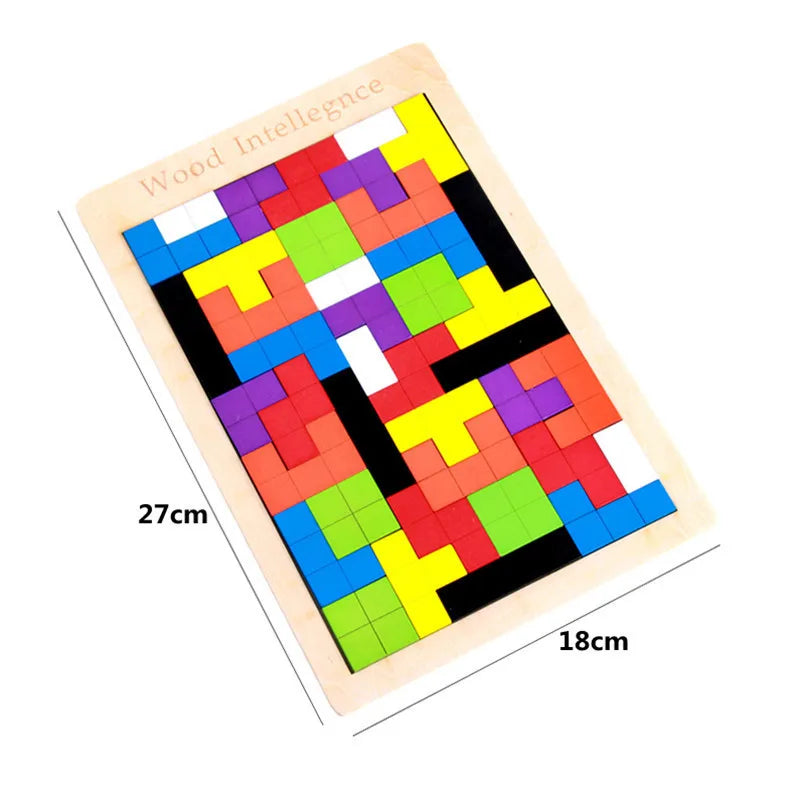 Coogam Wooden Blocks Puzzle Brain Teasers Toy Tangram Jigsaw Intelligence Colorful 3D Russian Blocks Game STEM Montessori Educational Gift for Kids (40 Pcs)