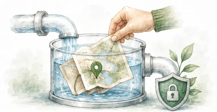 Un mapa protegido dentro del flujo de agua